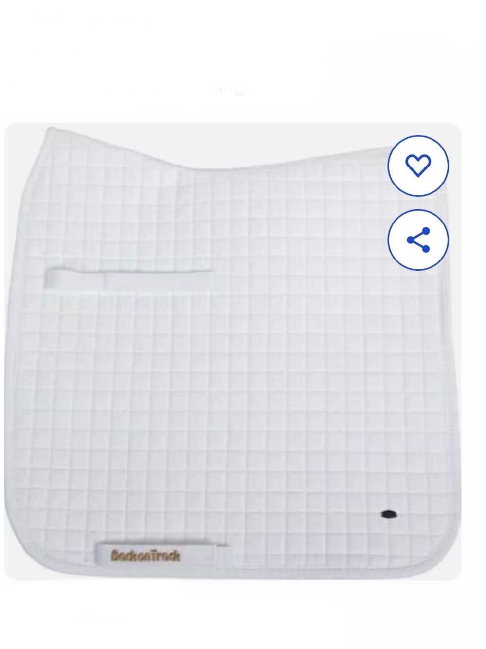 Back on Track Dressage Saddle Pad - White